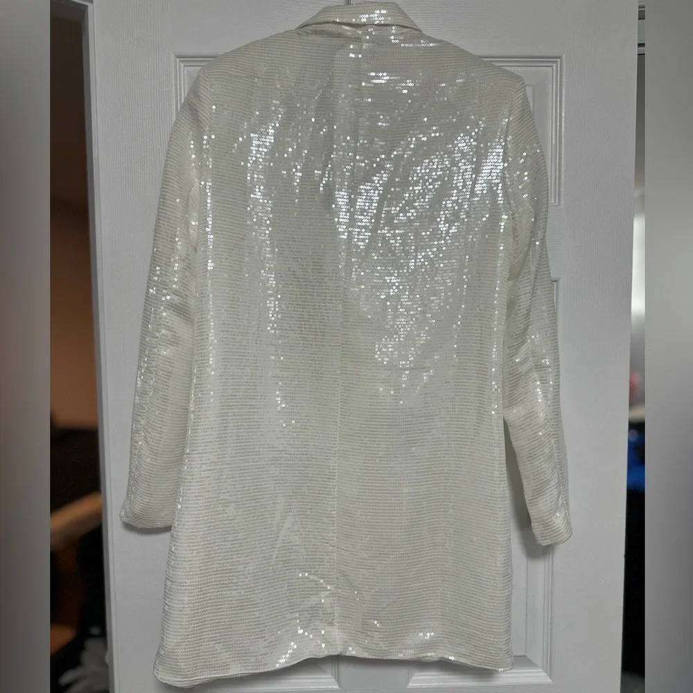 Sequin White Blazer Dress - Picture 3 of 4